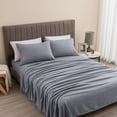 thumbnail image 4 of Sleepdown Twin XL Sheets - 100% Cotton Flannel Bed Sheets Set with Deep Pockets, Brushed Flannel with Elastic Fitted Sheet Set, Soft & Cozy Sheets - 3 Piece Bedding and Pillowcase set - Frost Grey, 4 of 5