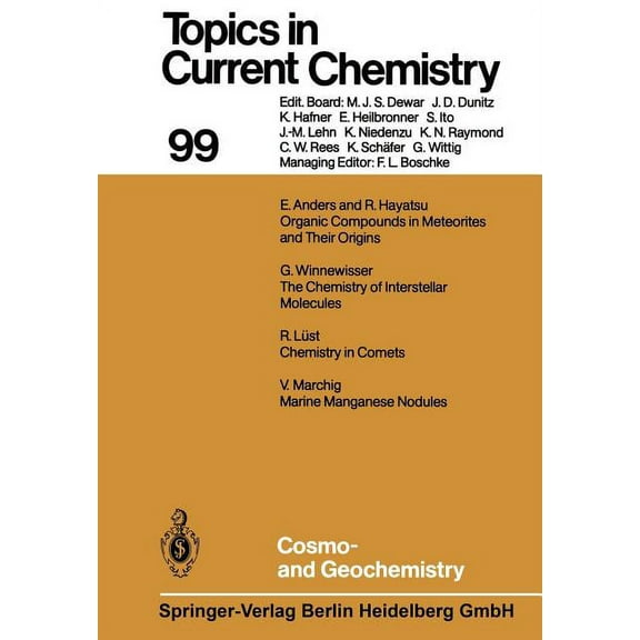 Topics in Current Chemistry Cosmo- And Geochemistry, Book 99, (Paperback)