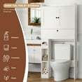 thumbnail image 3 of Over The Toilet Storage Cabinet,Bathroom Storage Cabinet with Wooden Doors,Bathroom Organizer Over-The-Toilet Cabinet(White), 3 of 8