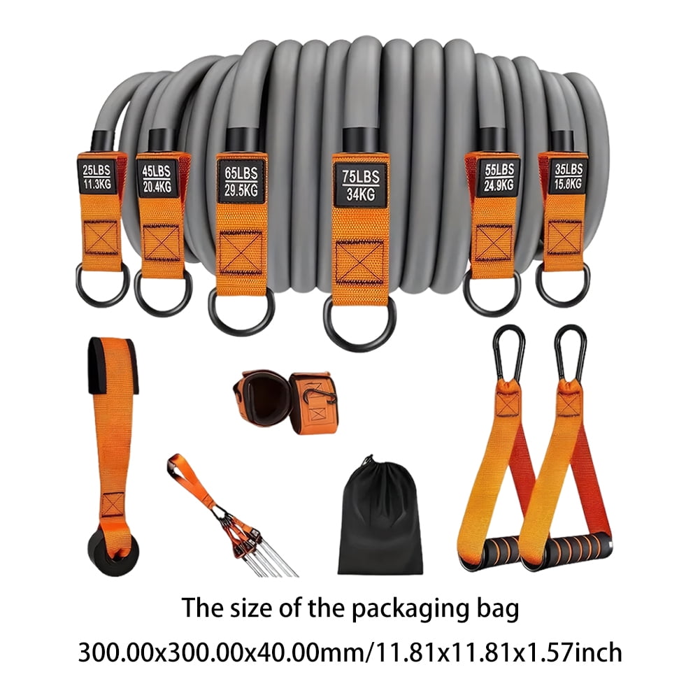 HUISZJ Exercise Bands, Resistance Bands Exercise Bands with Handles, Heavy Duty Fitness Bands Set for Home Workouts (Orange)
