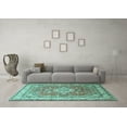 thumbnail image 3 of Ahgly Company Machine Washable Indoor Round Persian Turquoise Blue Traditional Area Rugs, 8' Round, 3 of 4