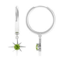 Rosec Jewels Minimal Starburst Earrings for Women, Peridot Drop Earrings (AAA Grade), 10K White Gold