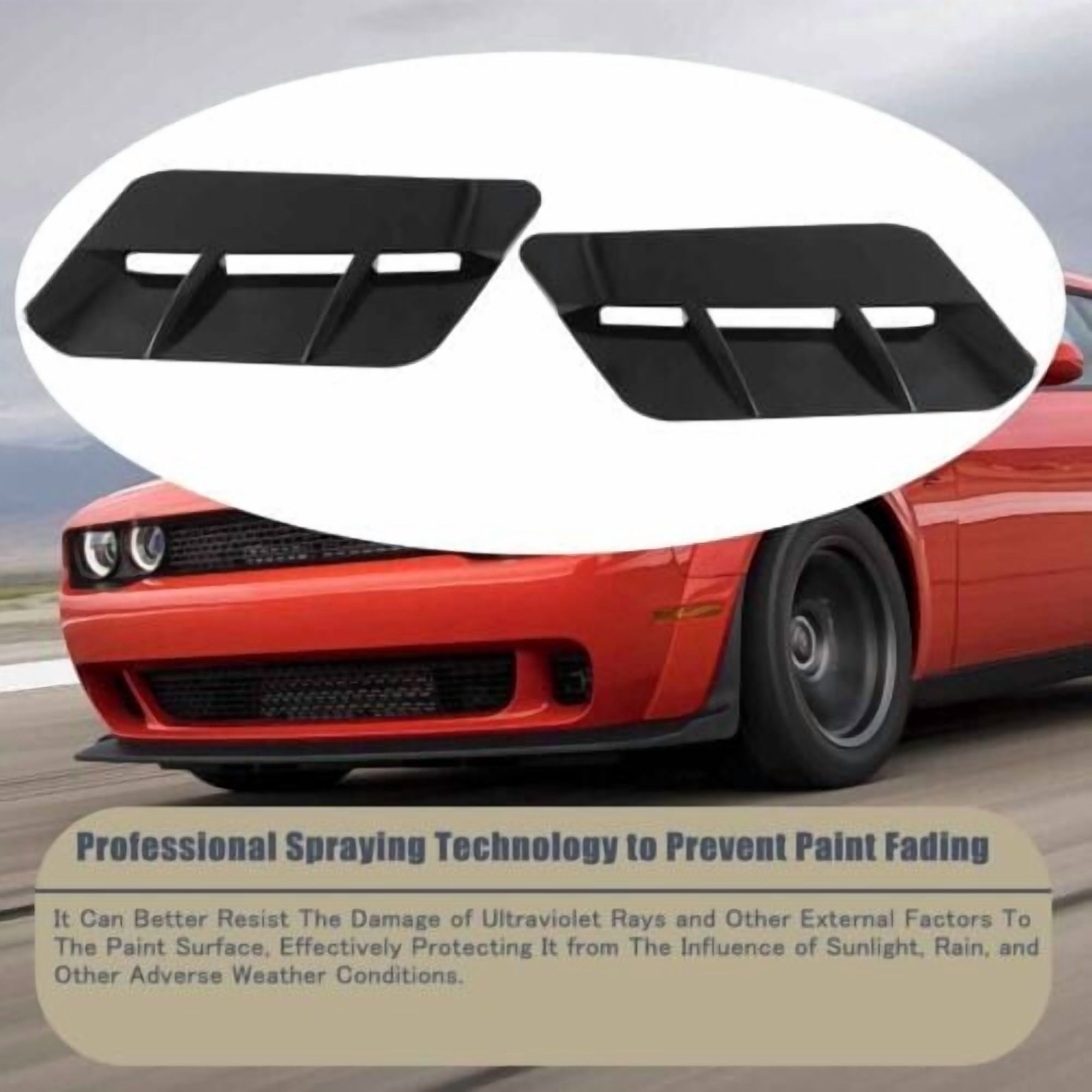 Black Matte Engine Hood Air Outlet Vent Cover Trim For Challenger 2015-2020
