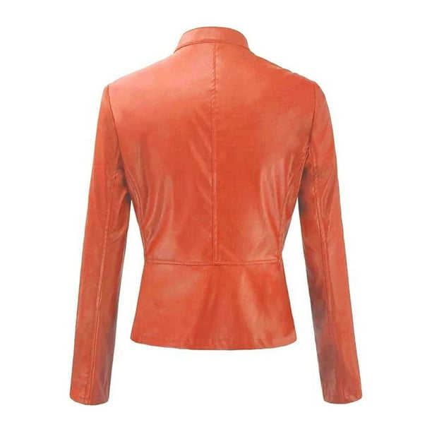MSJUHEG Jackets For Women Leather Jacket Women Ladies Lapel
