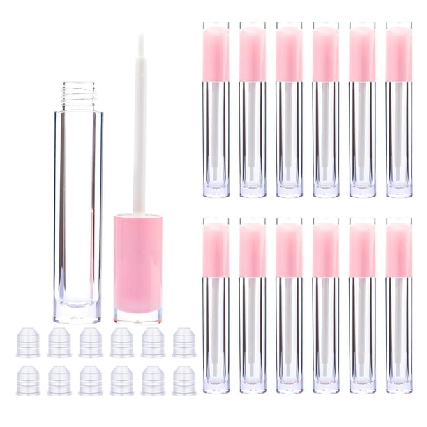 Tubos De Varita Para Cepillo De Brillo De Labios Vacíos, Paquete De 12 Recipientes De 5 Ml Con Varita, 12 Tubos De Color Rosa Claro Con Tapones De Goma Para Bálsamo De Bricolaje (Rosa Claro)