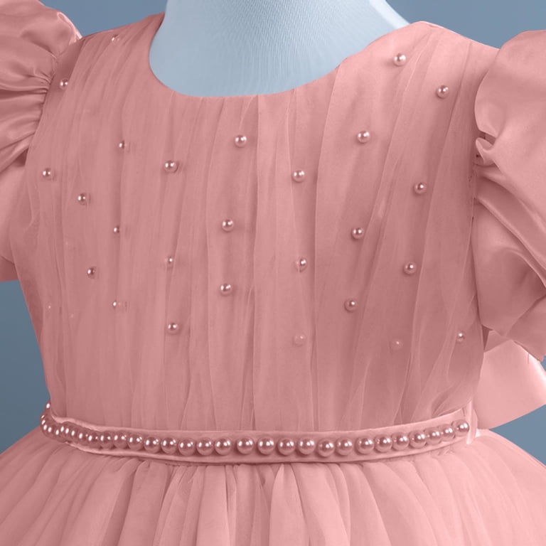 Formal Prom Dresses for Little Girls Size 0-5 Toddlers Kids Cute Short  Puffed Sleeve Crewneck Solid A-Line Birthday Party Performance Dress -  Walmart.com
