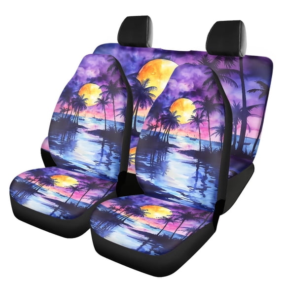 Pzuqiu Palm Sunset Car Decor Accessories Full Set, Interior Cushion, Suitable for Van Seats, Fit for Sedans