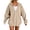 Khaki, variant on Fnooota Womens Corduroy Hoodies, Long Sleeve Casual Drawstring Zip up Fall Jackets Khaki Size S-2XL