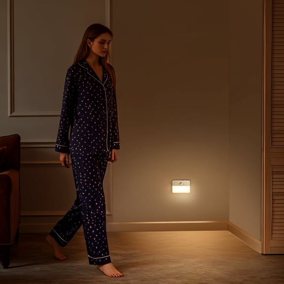 LOHASLED Rechargeable Motion Sensor Night Light, 500mAh USB-C, 3000K Warm White, Magnetic & Adhesive, Auto On/Off — Perfect for Bedroom & Hallway(1 Pack)