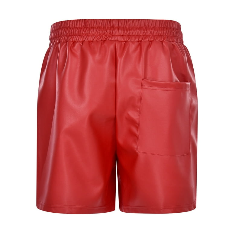 JTieacloth Lightweight Shorts for Men Men's PU Leather Shorts