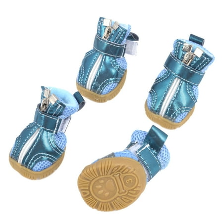 Pattern Pet Accessories - Unique Bargains 2 Pair Zip Closure Mesh Style Paw Pattern Pet Dog Green Shoes XS