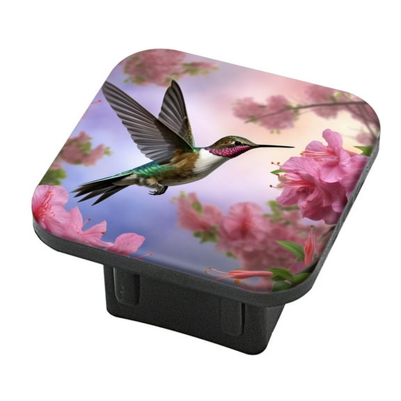 Hitch Cover Fits For 2-Inch Hitch,Hummingbird Hovering Near Pink Azaleas (2)Rubber Trailer Hitch Cover Tube Plug Insert,Car Exterior Accessories, Receiver Tube Hitch Plug