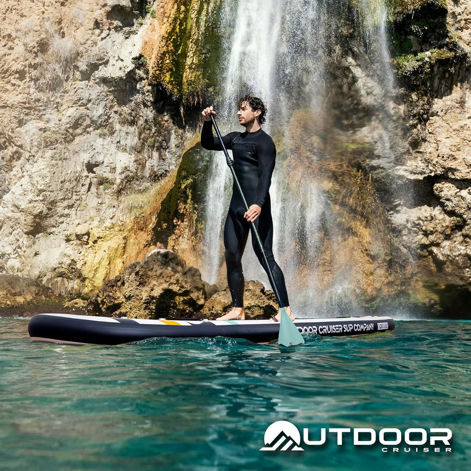 Outdoor Crusier Inflatable Stand Up Paddle Board, Ultra Portable & Lightweight, Wide Stable Non-Slip Design, Complete SUP Accessories, High-Quality Drop-Stitch Material - Aqua