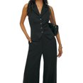 thumbnail image 6 of Summer Sleeveless Women Womens Vest Sets V-neck Vest Blazer & Wide Leg Pants, 6 of 7
