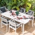 thumbnail image 2 of Red Spring Floral Table Cloths for 6 Foot Rectangle Tables, Birds Branches Watercolor Flowers Patio Waterproof Elastic Fitted Tablecloths, Washable Rectangular Table Cover for Camping, 2 of 8