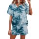 thumbnail image 1 of Moda mujer Sexy verano Casual cuello redondo botón manga corta camiseta Top cintura elástica corbata bolsillo estampado pantalones cortos traje Pompotops ulkah937194, 1 of 1