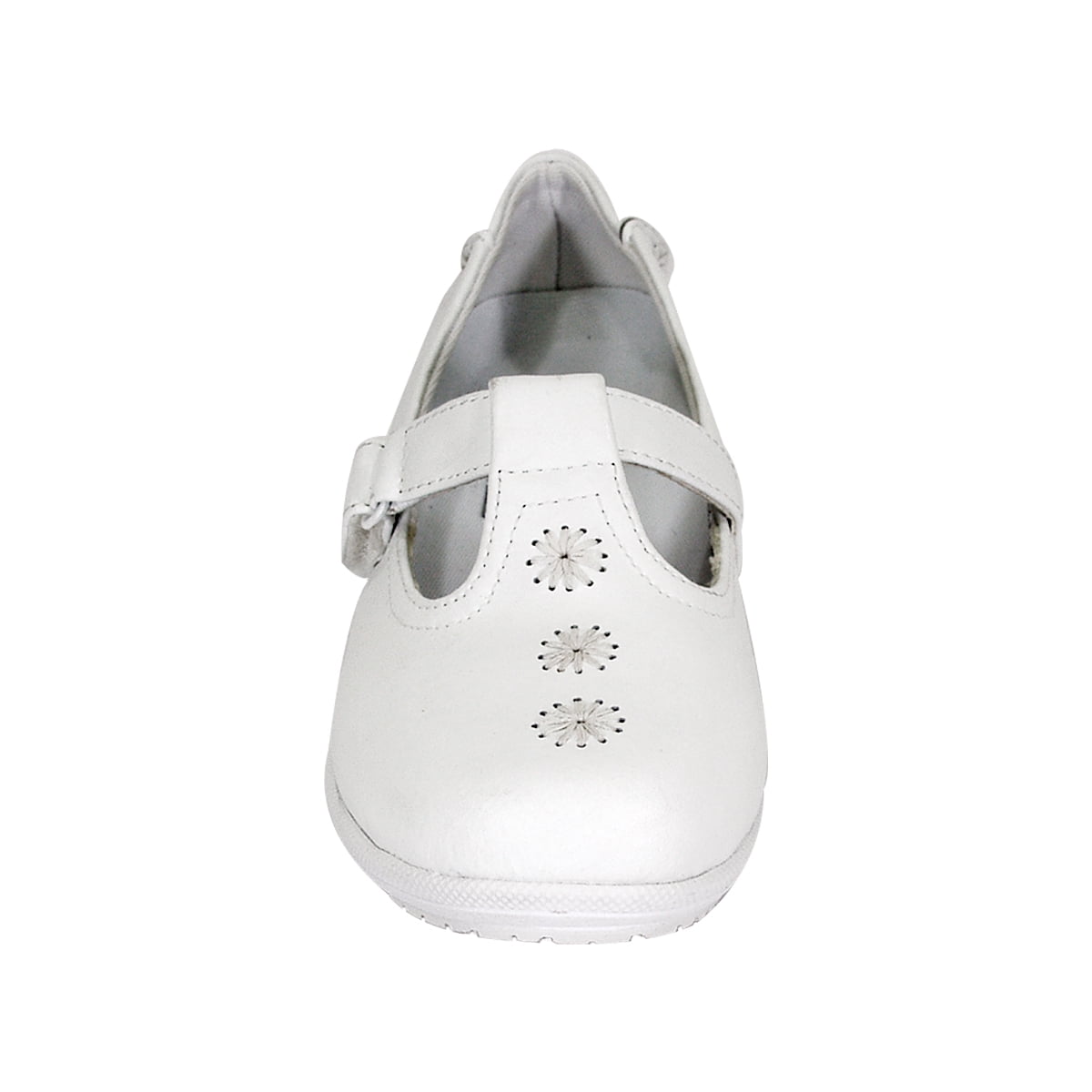 24 HOUR COMFORT Lily 2 Women's Wide Width T-Strap Leather Shoes WHITE 10.5