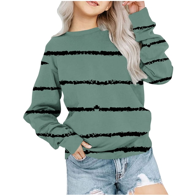 Yuyuzo Chandails en Molleton pour Filles Tout-Petits Col Rond Manches Longues Décontracté Confortable Rayé Pull d'Automne pour Bébé Fille