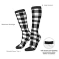 thumbnail image 5 of Picia Women Crew Soft Moisture-wicking Socks White And Black Plaid Pattern Design Cotton Socks, One Size fit All, 5 of 9