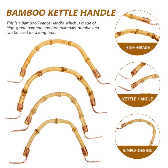 EXHUMKY 4Ud Mango De Tetera Repuesto De Bambú Para Cocina Práctico Y Con Buen Agarre