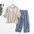 thumbnail image 2 of Summer Clearance! Ahuyic Womens Summer Casual Outfit Set,Womens Plus Size Outfit,Women's Casual Loose With Chest Cushion Round Neck Short Sleeve Shorts Set, 2 of 5