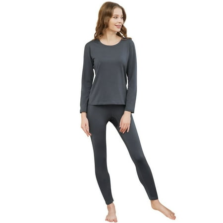 Thermal Underwear Women s Super Soft Long John Set Bottom Ski Winter Warm Top and Bottom Black S-2XL