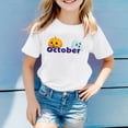 thumbnail image 2 of TZEWGL T-Shirts For Child Short Sleeve Crew Neck Monthly Word Prints Blouse For Newborns size 5-6T, 2 of 4