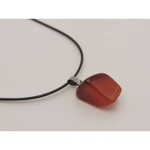 Crystal Necklace Silver Leather Carnelian Irregular Stone Healing Crystal Necklace
