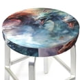 thumbnail image 3 of Balery Ink Style Wave Dragon Round Bar Stool Seat Covers Velvet Fabric Adjustable Protects from Scratches and Stains for 14-17 Inch Chair- 13 inch, 3 of 7