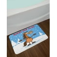 thumbnail image 2 of Happy New Year Bath Mat, Cartoon Typography with a Smiling Horse Mascot Character Winter Season Theme, Plush Bathroom Decor Mat with Non Slip Backing, 29.5" X 17.5", Multicolor, by Ambesonne, 2 of 2