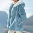 thumbnail image 4 of VISALY Oversized Fuzzy Fleece Jacket Coat for Women Fashion Zip Up Hooded 2025 Trendy Casual Thicken Cardigan Coat with Pockets Shaggy Warm Winter Outerwear Light Blue S, 4 of 9