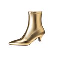 thumbnail image 2 of Nmnitkp Boots for Women - Fashionable Casual Versatile British Style, Shiny Metallic Mid Heel Pointed Toe with Side Zipper Gold,38, 2 of 5