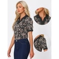 thumbnail image 2 of INSPIRE CHIC Blusa Floral De Manga Corta Con Cuello En V Para Mujer Negro S, 2 of 5