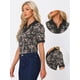 thumbnail image 2 of INSPIRE CHIC Blusa Floral De Manga Corta Con Cuello En V Para Mujer Negro XS, 2 of 5