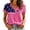 Hot Pink, variant on Women's Casual Breast Cancer Awareness T-Shirt, Pink Ribbon American Flag Graphic Tee, Women's Crew Neck Short Sleeve Printed T-Shirt for Daily Wear, October Campaign Support Hot Pink XXXXXL