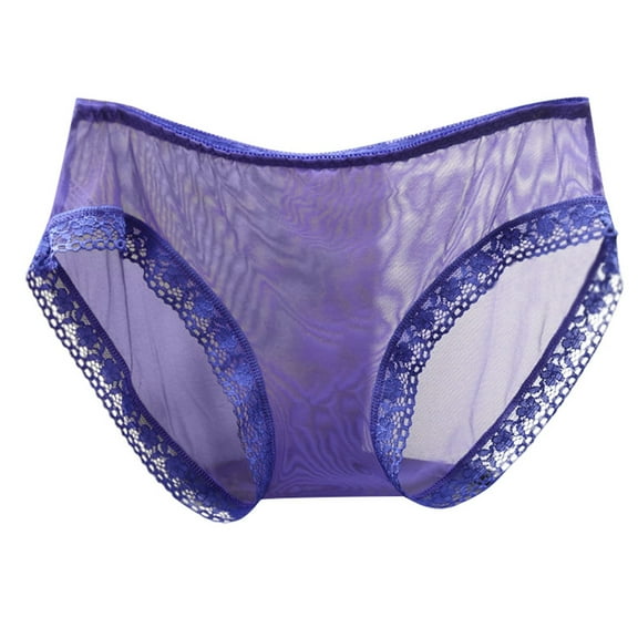 Sexy Women's Underwear Transparent Mesh Lace Edge Low Waist Lifting Triangle Panties Comfortable Breathable Soft Stretch