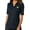 River Blue, variant on Womens Laughing Tears Emoji Patch Upscale Button-Down Stretch Shirt, Small Black