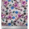 thumbnail image 1 of Soimoi Feuilles de Tissu Rayonne & Tissu Imprimé Artistique Floral par la Cour 42 Pouces de Large, 1 of 5