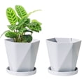 thumbnail image 1 of 2 Piezas Macetas de Jardín, Macetas de Plástico, Estilo Nórdico, Macetas de Plantas Suculentas de Jardín Interior y Exterior con Bandejas (Gris), 1 of 5