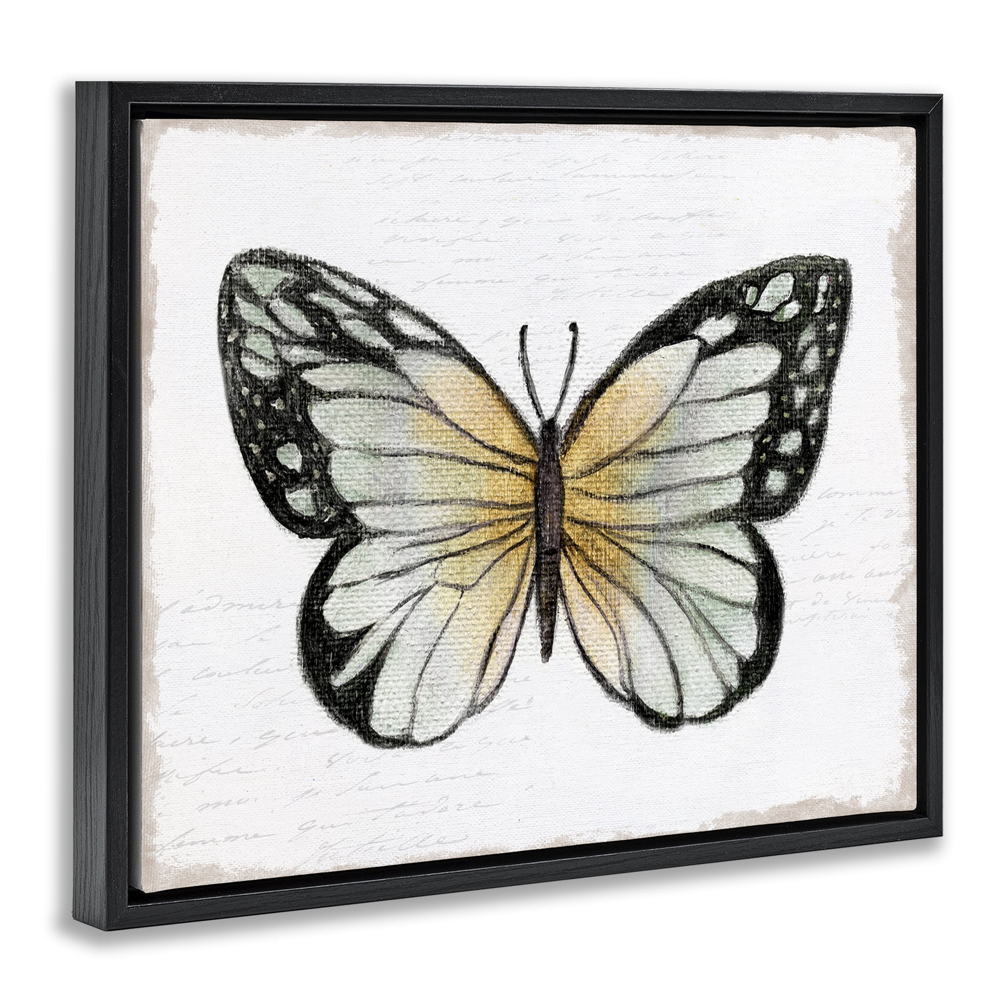 Stupell Industries Monarch Butterfly Visage Animals Painting Black Floater Framed Canvas Art Print Wall Art, 31 x 25