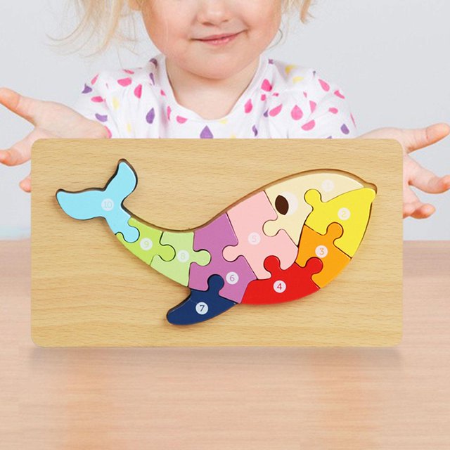 Juguete de viaje de madera, juguetes de actividad, juguetes educativos Montessori, juguetes para niños, juguetes para niños, niñas, regalos de cumplea Animal marino Hugo Rompecabezas de madera