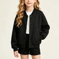 thumbnail image 3 of WAVSUF Girls Bomber Jacket, with Pockets Windproof Long Sleeve Fall Casual Baseball Jackets Black 7-8, 3 of 6