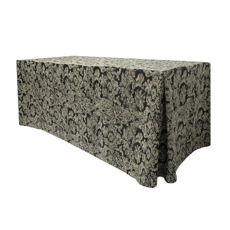 

Ultimate Textile (5 Pack) Miranda 6 ft. Damask Fitted Tablecloth - for 30 x 72-inch Banquet and Folding Rectangular Tables - 36 H Black