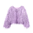 thumbnail image 5 of Hueook Faux Fur Coat Women's Winter Solid Color Casual Extended Warm Jacket Purple L, 5 of 6