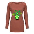 thumbnail image 3 of Pompotops T-Shirt Décontracté à Col Rond Imprimé St. Patrick pour Femmes, Manches Longues, Blouse, 3 of 5