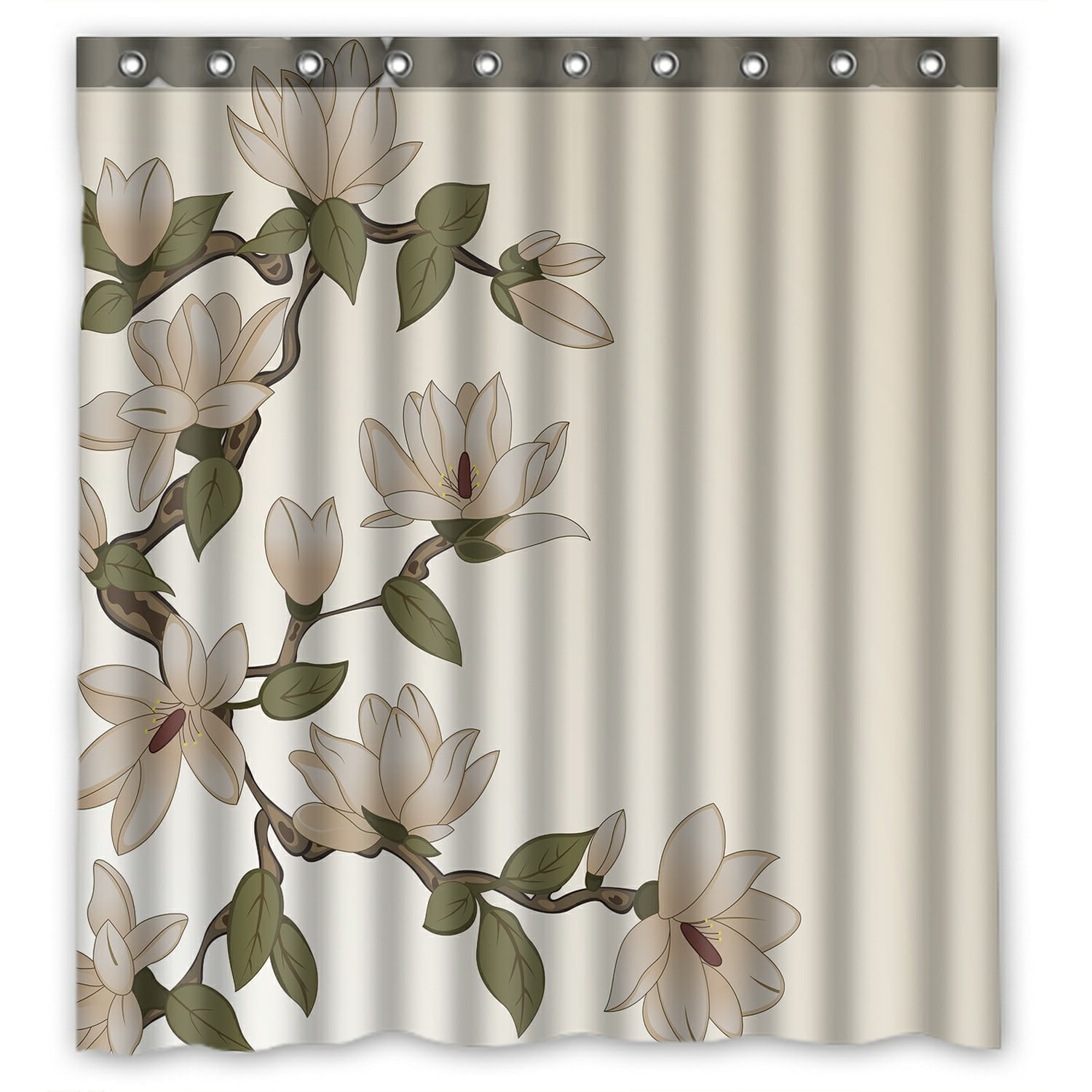ABPHQTO Magnolia Flowers Branch Waterproof Polyester Shower Curtain and