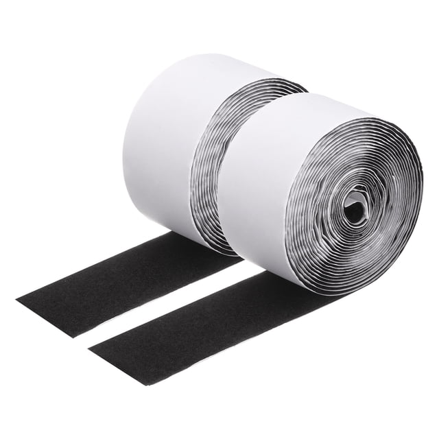 Uxcell Cinta de Gancho y Bucle de 15ft x 2", Tiras Adhesivas de Doble Cara de Alta Resistencia, Fijador Adhesivo Fuerte para Manualidades en el Hogar, Oficina, Automóvil, Negro