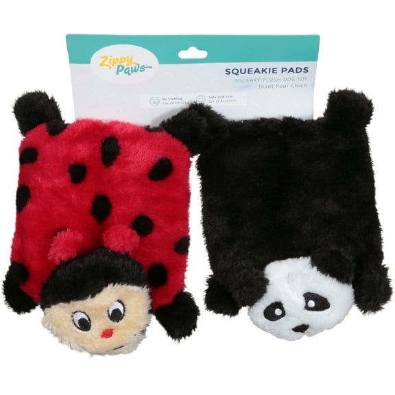 Zippy Paws Squeakie Pad 2-Pack Ladybug & Panda