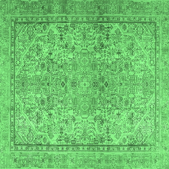Ahgly Company Indoor Square Persian Emerald Green Traditional Area Rugs, 6' Square