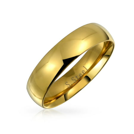 Dome Comfort Fit Wedding Band Ring For Couples For Men For Women 14K Gold Plated Stainless Steel